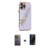 MARSİLYAN™- iPhone 13 Pro Max Kılıf Nova Işık Prime - Siyah 3D Antistatik Hayalet Cam Ekran Koruyucu + Neon Fosforlu Kamera Lens - YL