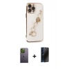 MARSİLYAN™- iPhone 13 Pro Max Kılıf Nova Işık Prime - Siyah 3D Antistatik Hayalet Cam Ekran Koruyucu + Neon Fosforlu Kamera Lens - YL