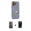 MARSİLYAN™- iPhone 13 Pro Max Kılıf Nova Işık Prime - Siyah 3D Antistatik Hayalet Cam Ekran Koruyucu + Neon Fosforlu Kamera Lens - YL