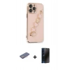 MARSİLYAN™- iPhone 13 Pro Max Kılıf Nova Işık Prime - Siyah 3D Antistatik Hayalet Cam Ekran Koruyucu + Renkli Kamera Lens Koruma Cam - PE