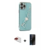 MARSİLYAN™- iPhone 13 Pro Max Kılıf Nova Işık Prime - Siyah 3D Antistatik Hayalet Cam Ekran Koruyucu + Pers Alüminyum Kamera Lens - KI