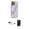 MARSİLYAN™- iPhone 13 Pro Max Kılıf Nova Işık Prime - Siyah 3D Antistatik Hayalet Cam Ekran Koruyucu + Pers Alüminyum Kamera Lens - KI
