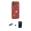 MARSİLYAN™- iPhone 13 Pro Max Kılıf Nova Işık Prime - Siyah 3D Antistatik Hayalet Cam Ekran Koruyucu + Renkli Kamera Lens Koruma Cam - SI