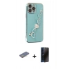 MARSİLYAN™- iPhone 13 Pro Max Kılıf Nova Işık Prime - Siyah 3D Antistatik Hayalet Cam Ekran Koruyucu + Renkli Kamera Lens Koruma Cam - SI