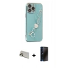 MARSİLYAN™- iPhone 13 Pro Max Kılıf Nova Işık Prime - Siyah 3D Antistatik Hayalet Cam Ekran Koruyucu + Rainbow Kamera Lens Koruma Cam - REGD