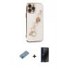 MARSİLYAN™- iPhone 13 Pro Max Kılıf Nova Işık Prime - Siyah 3D Antistatik Hayalet Cam Ekran Koruyucu + Shine Kamera Lens Koruma Cam - GI