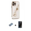MARSİLYAN™- iPhone 13 Pro Max Kılıf Nova Işık Prime - Siyah 3D Antistatik Hayalet Cam Ekran Koruyucu + Shine Kamera Lens Koruma Cam - PE