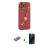 MARSİLYAN™- iPhone 13 Pro Max Kılıf Nova Işık Prime - Siyah 3D Antistatik Hayalet Cam Ekran Koruyucu + Renkli Kamera Lens Koruma Cam - TU