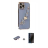 MARSİLYAN™- iPhone 13 Pro Max Kılıf Nova Işık Prime - Siyah 3D Antistatik Hayalet Cam Ekran Koruyucu + Renkli Kamera Lens Koruma Cam - TU