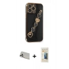 MARSİLYAN™- iPhone 13 Pro Max Kılıf Nova Işık Prime - Siyah 6D Mat Seramik Hayalet Nano Ekran Koruyucu + Rainbow Kamera Lens Koruma Cam - BZ