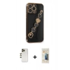 MARSİLYAN™- iPhone 13 Pro Max Kılıf Nova Işık Prime - Siyah 6D Mat Seramik Hayalet Nano Ekran Koruyucu + Shine Kamera Lens - GD