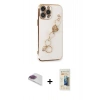 MARSİLYAN™- iPhone 13 Pro Max Kılıf Nova Işık Prime - Siyah 6D Mat Seramik Hayalet Nano Ekran Koruyucu + Gökkuşağı Pers Alüminyum Kamera Lens