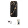 MARSİLYAN™- iPhone 13 Pro Max Kılıf Nova Işık Prime - Siyah 6D Mat Seramik Hayalet Nano Ekran Koruyucu + Gökkuşağı Pers Alüminyum Kamera Lens