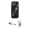 MARSİLYAN™- iPhone 13 Pro Max Kılıf Nova Işık Prime - Siyah 6D Mat Seramik Hayalet Nano Ekran Koruyucu + Pers Alüminyum Kamera Lens - KI