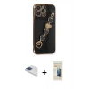 MARSİLYAN™- iPhone 13 Pro Max Kılıf Nova Işık Prime - Siyah 6D Mat Seramik Hayalet Nano Ekran Koruyucu + Pers Alüminyum Kamera Lens - LT