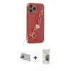MARSİLYAN™- iPhone 13 Pro Max Kılıf Nova Işık Prime - Siyah 6D Mat Seramik Hayalet Nano Ekran Koruyucu + Mor Rainbow Kamera Lens Koruma Cam