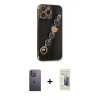 MARSİLYAN™- iPhone 13 Pro Max Kılıf Nova Işık Prime - Siyah 6D Mat Seramik Hayalet Nano Ekran Koruyucu + Neon Fosforlu Kamera Lens - BZ