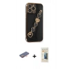 MARSİLYAN™- iPhone 13 Pro Max Kılıf Nova Işık Prime - Siyah 6D Mat Seramik Hayalet Nano Ekran Koruyucu + Renkli Kamera Lens Koruma Cam - TU