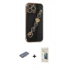 MARSİLYAN™- iPhone 13 Pro Max Kılıf Nova Işık Prime - Siyah 6D Mat Seramik Hayalet Nano Ekran Koruyucu + Renkli Kamera Lens Koruma Cam - PE