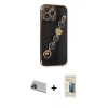 MARSİLYAN™- iPhone 13 Pro Max Kılıf Nova Işık Prime - Siyah 6D Mat Seramik Hayalet Nano Ekran Koruyucu + Rainbow Kamera Lens Koruma Cam - MI