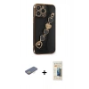 MARSİLYAN™- iPhone 13 Pro Max Kılıf Nova Işık Prime - Siyah 6D Mat Seramik Hayalet Nano Ekran Koruyucu + Renkli Kamera Lens Koruma Cam - SI