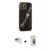 MARSİLYAN™- iPhone 13 Pro Max Kılıf Nova Işık Prime - Siyah 6D Mat Seramik Hayalet Nano Ekran Koruyucu + Pers Alüminyum Kamera Lens - SABE