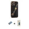 MARSİLYAN™- iPhone 13 Pro Max Kılıf Nova Işık Prime - Siyah 6D Mat Seramik Hayalet Nano Ekran Koruyucu + Shine Kamera Lens Koruma Cam - PE