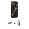 MARSİLYAN™- iPhone 13 Pro Max Kılıf Nova Işık Prime - Siyah 6D Mat Seramik Hayalet Nano Ekran Koruyucu + Yeşil Renkli Kamera Lens Koruma Cam