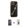 MARSİLYAN™- iPhone 13 Pro Max Kılıf Nova Işık Prime - Siyah 6D Mat Seramik Hayalet Nano Ekran Koruyucu + Neon Fosforlu Kamera Lens - YL