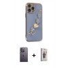 MARSİLYAN™- iPhone 13 Pro Max Kılıf Nova Işık Prime - Siyah Bilvis 3D Cam Ekran Koruyucu + Neon Fosforlu Kamera Lens - BZ