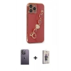 MARSİLYAN™- iPhone 13 Pro Max Kılıf Nova Işık Prime - Siyah Bilvis 3D Cam Ekran Koruyucu + Neon Fosforlu Kamera Lens - BZ
