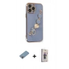 MARSİLYAN™- iPhone 13 Pro Max Kılıf Nova Işık Prime - Siyah Bilvis 3D Cam Ekran Koruyucu + Gökkuşağı Shine Kamera Lens Koruma Cam