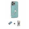 MARSİLYAN™- iPhone 13 Pro Max Kılıf Nova Işık Prime - Siyah Bilvis 3D Cam Ekran Koruyucu + Gökkuşağı Shine Kamera Lens Koruma Cam