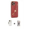 MARSİLYAN™- iPhone 13 Pro Max Kılıf Nova Işık Prime - Siyah Bilvis 3D Cam Ekran Koruyucu + Gold Shine Kamera Lens