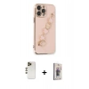 MARSİLYAN™- iPhone 13 Pro Max Kılıf Nova Işık Prime - Siyah Bilvis 3D Cam Ekran Koruyucu + Gold Shine Kamera Lens
