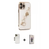 MARSİLYAN™- iPhone 13 Pro Max Kılıf Nova Işık Prime - Siyah Bilvis 3D Cam Ekran Koruyucu + Gold Shine Kamera Lens