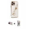 MARSİLYAN™- iPhone 13 Pro Max Kılıf Nova Işık Prime - Siyah Bilvis 3D Cam Ekran Koruyucu + Kırmızı Rainbow Kamera Lens Koruma Cam