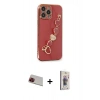 MARSİLYAN™- iPhone 13 Pro Max Kılıf Nova Işık Prime - Siyah Bilvis 3D Cam Ekran Koruyucu + Kırmızı Rainbow Kamera Lens Koruma Cam