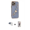 MARSİLYAN™- iPhone 13 Pro Max Kılıf Nova Işık Prime - Siyah Bilvis 3D Cam Ekran Koruyucu + Lacivert Pers Alüminyum Kamera Lens