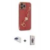 MARSİLYAN™- iPhone 13 Pro Max Kılıf Nova Işık Prime - Siyah Bilvis 3D Cam Ekran Koruyucu + Lacivert Pers Alüminyum Kamera Lens