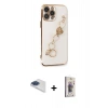 MARSİLYAN™- iPhone 13 Pro Max Kılıf Nova Işık Prime - Siyah Bilvis 3D Cam Ekran Koruyucu + Lacivert Pers Alüminyum Kamera Lens