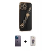 MARSİLYAN™- iPhone 13 Pro Max Kılıf Nova Işık Prime - Siyah Bilvis 3D Cam Ekran Koruyucu + Neon Fosforlu Kamera Lens - MI