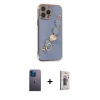 MARSİLYAN™- iPhone 13 Pro Max Kılıf Nova Işık Prime - Siyah Bilvis 3D Cam Ekran Koruyucu + Neon Fosforlu Kamera Lens - MI