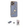 MARSİLYAN™- iPhone 13 Pro Max Kılıf Nova Işık Prime - Siyah Bilvis 3D Cam Ekran Koruyucu + Mavi Renkli Kamera Lens Koruma Cam