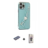 MARSİLYAN™- iPhone 13 Pro Max Kılıf Nova Işık Prime - Siyah Bilvis 3D Cam Ekran Koruyucu + Mavi Renkli Kamera Lens Koruma Cam