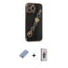 MARSİLYAN™- iPhone 13 Pro Max Kılıf Nova Işık Prime - Siyah Bilvis 3D Cam Ekran Koruyucu + Metal Kamera Lens Koruma Cam - KUYL