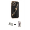 MARSİLYAN™- iPhone 13 Pro Max Kılıf Nova Işık Prime - Siyah Bilvis 3D Cam Ekran Koruyucu + Rainbow Kamera Lens Koruma Cam - BZ