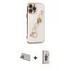 MARSİLYAN™- iPhone 13 Pro Max Kılıf Nova Işık Prime - Siyah Bilvis 3D Cam Ekran Koruyucu + Rainbow Kamera Lens Koruma Cam - BZ