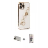 MARSİLYAN™- iPhone 13 Pro Max Kılıf Nova Işık Prime - Siyah Bilvis 3D Cam Ekran Koruyucu + Rose Gold Rainbow Kamera Lens Koruma Cam