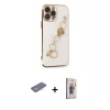 MARSİLYAN™- iPhone 13 Pro Max Kılıf Nova Işık Prime - Siyah Bilvis 3D Cam Ekran Koruyucu + Sarı Renkli Kamera Lens Koruma Cam